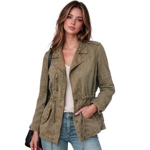 Zara Trafaluc Studded Military Utility Jacket Olive Green Size L Open To Offers